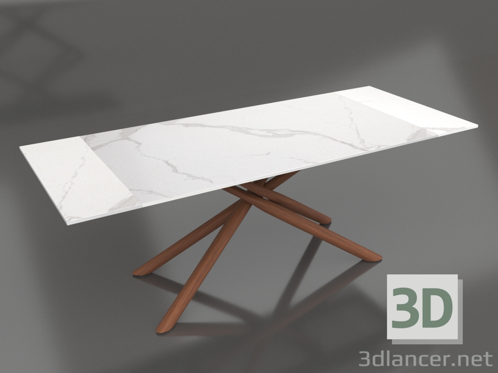 3D Modell Klapptisch Ravenna 160-220 (weiße Keramik-Walnuss) - Vorschau